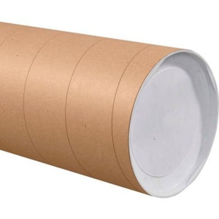 THE PACKAGING WHOLESALERS Jumbo Mailing Tubes With Caps, 8in Dia. x 36inL, 0.125in Thick, Kraft, 10/Pack B545986